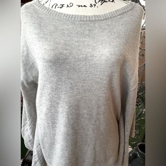 BCBGMAXAZRIA Hans Poncho Pointelle Cutout Wool Angora Lightweight Sweater Small - Picture 5 of 16